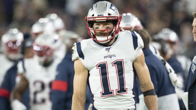Julian Edelman reacts to costly fumble in Patriots' loss to Ravens.