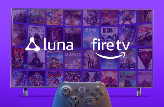 An ad for Amazon Luna and Fire TV showing a controller, a TV and logos.