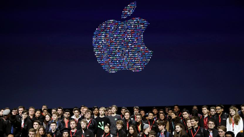 A group of young developers stand for a group photo on stage during the Apple World Wide Developers Conference in San Francisco, California, U.S., June 13, 2016. REUTERS/Stephen Lam  TPX IMAGES OF THE DAY     