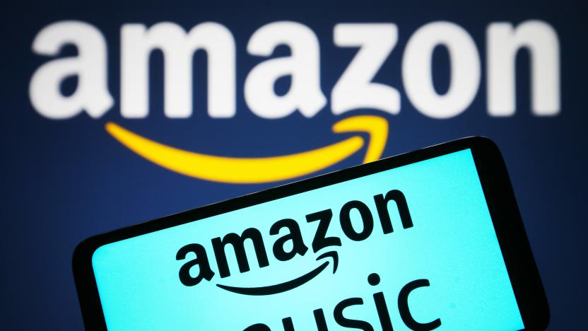 UKRAINE - 2023/04/05: In this photo illustration, an Amazon Music logo is seen on a smartphone and Amazon logo in the background. (Photo Illustration by Pavlo Gonchar/SOPA Images/LightRocket via Getty Images)