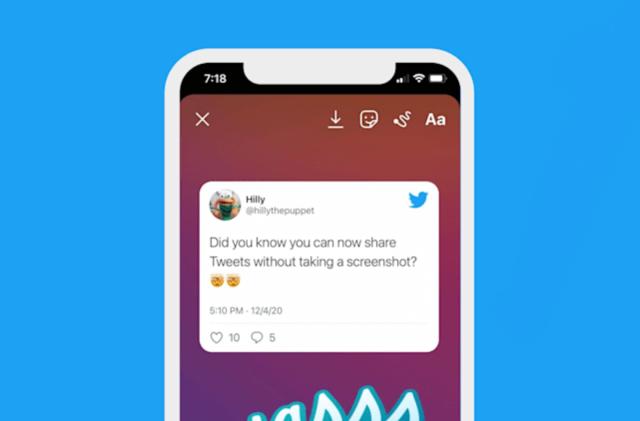 Twitter for iOS supports sending tweets to Instagram Stories