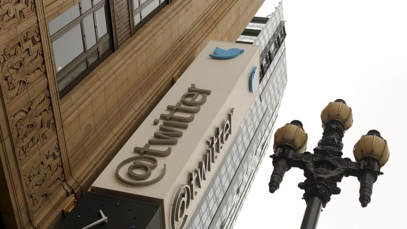 The Twitter logo is shown at its corporate headquarters  in San Francisco, California April 28, 2015. Twitter Inc. cut its full-year revenue forecast due to weak demand for its direct response products, sending its shares down as much as 24 percent on Tuesday.Twitter said it expected 2015 revenue of $2.17 billion to$2.27 billion, compared with an earlier forecast of $2.3 billion to $2.35 billion. Analysts on average had been expecting full-year revenue of $2.37 billion. REUTERS/Robert Galbraith