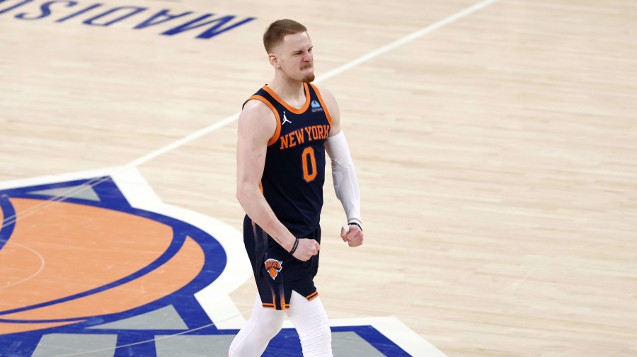 Getty Images - NEW YORK, NEW YORK - APRIL 22: Donte DiVincenzo #0 of the New York Knicks reacts after a three-point shot during the second half against the Philadelphia 76ers in Game Two of the Eastern Conference First Round Playoffs at Madison Square Garden on April 22, 2024 in New York City. The Knicks won 104-101. NOTE TO USER: User expressly acknowledges and agrees that, by downloading and or using this photograph, User is consenting to the terms and conditions of the Getty Images License Agreement. (Photo by Sarah Stier/Getty Images)