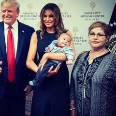 The Trumps are called a 'heartless couple' for grinning photo op with baby orphaned in El Paso shooting