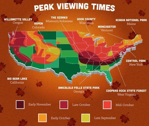 Where can you find a Tennessee fall foliage map?