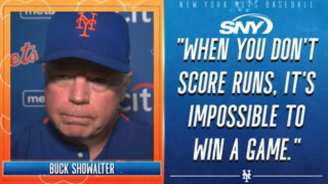 Buck Showalter reacts to Mets' seventh shutout loss of the season