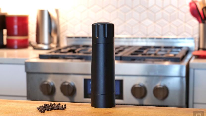 The Pepper Cannon features an adjustable stainless steel grinder and a very solid machined aluminum frame. 