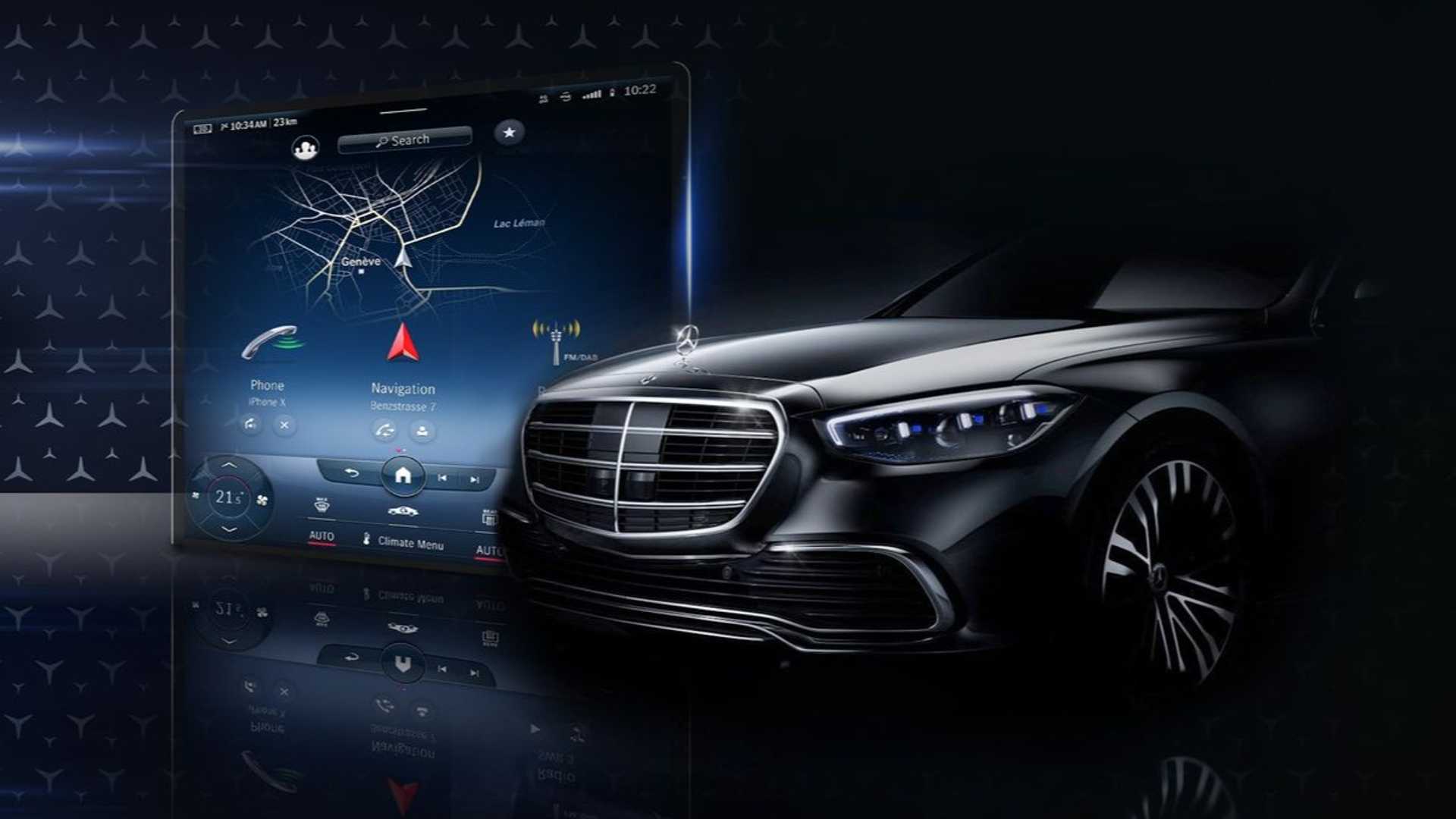 21 Mercedes S Class Interior Teased Big Mbux Reveal Due July 8