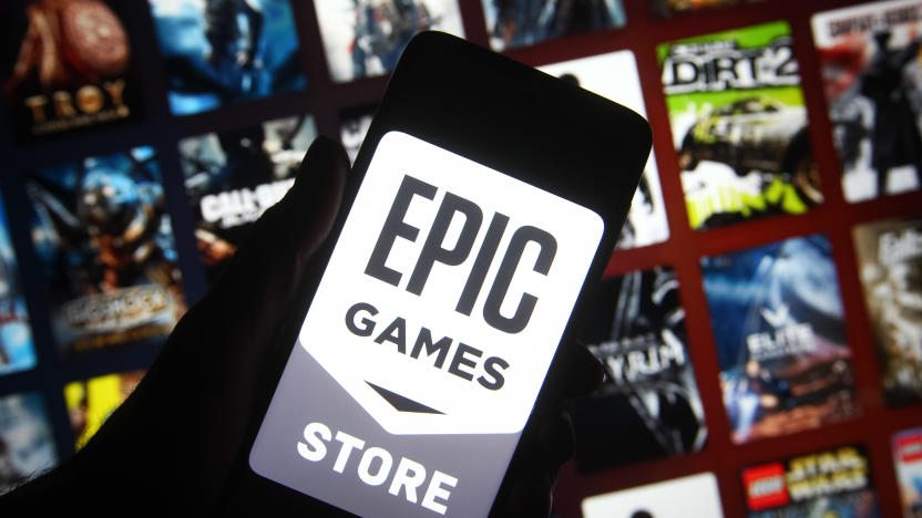 KIEV, UKRAINE - 2021/12/27: In this photo illustration, Epic Games logo of a video game and software developer is seen on a smartphone screen. (Photo Illustration by Pavlo Gonchar/SOPA Images/LightRocket via Getty Images)