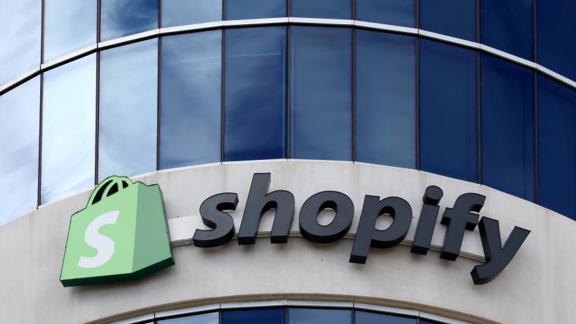 The logo of Shopify is seen outside its headquarters in Ottawa, Ontario, Canada, September 28, 2018. REUTERS/Chris Wattie