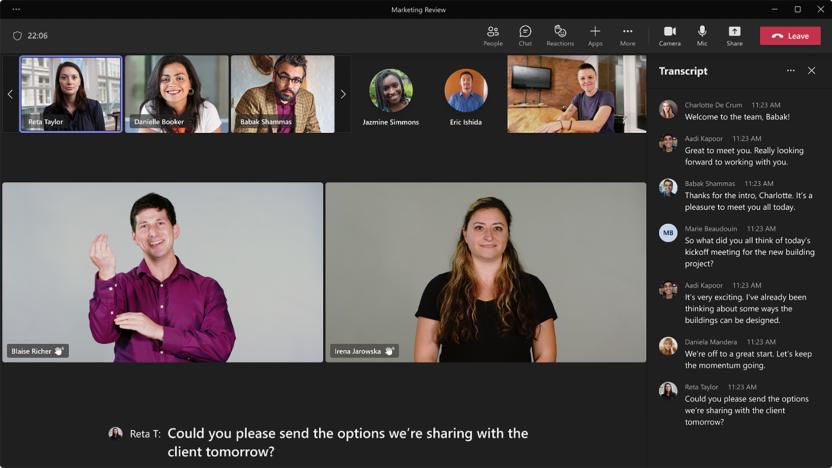 Microsoft Teams sign language view