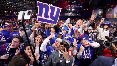 Getty Images - DETROIT, MICHIGAN - APRIL 25: Malik Nabers celebrates with fans after being selected sixth overall by the New York Giants during the first round of the 2024 NFL Draft at Campus Martius Park and Hart Plaza on April 25, 2024 in Detroit, Michigan. (Photo by Gregory Shamus/Getty Images)