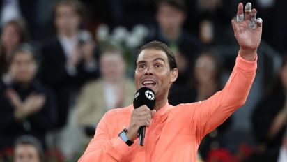  - Rafael Nadal had to pause for a few moments, visibly emotional, while addressing the crowd after his loss in the fourth round at the Madrid