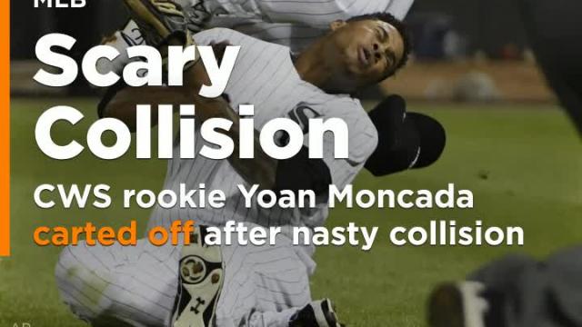 White Sox star rookie Yoan Moncada carted off after nasty collision