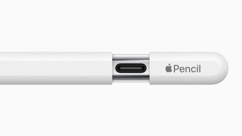 The Apple Pencil stylus with a sliding cap that reveals a USB-C port.