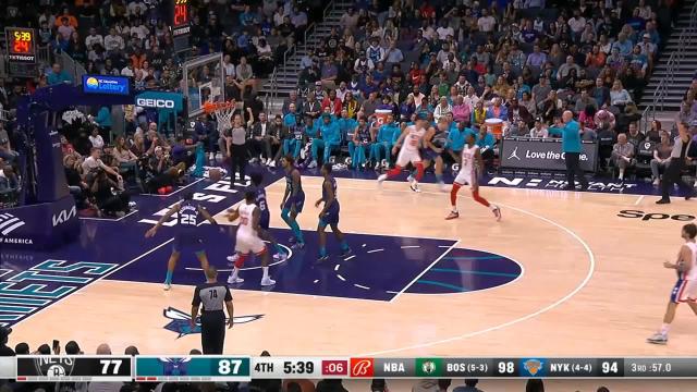 Yuta Watanabe with a 3-pointer vs the Charlotte Hornets