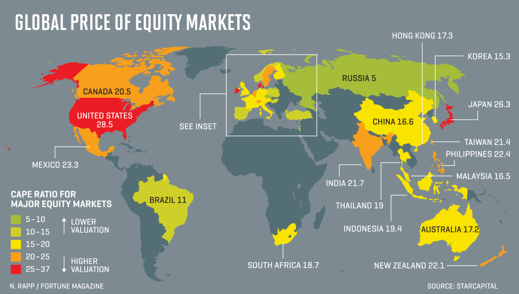 This Map Will Show You the World’s Most Expensive Stock Markets