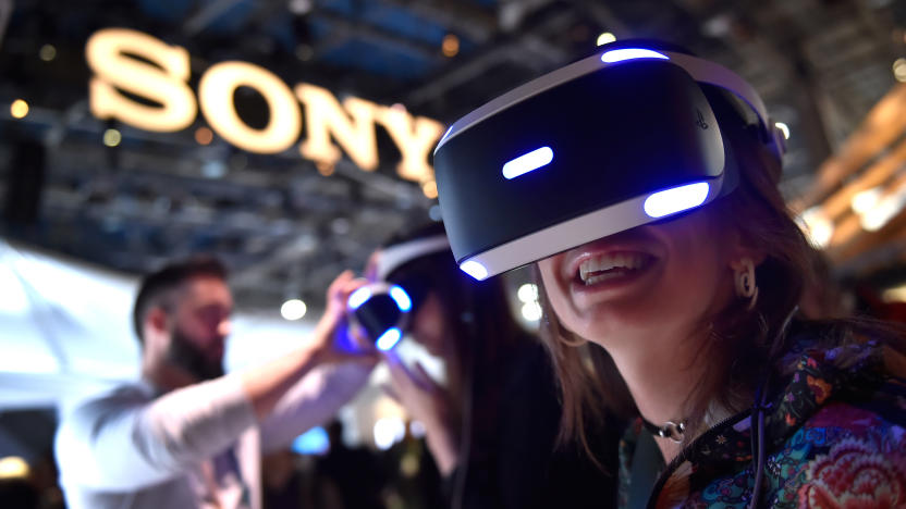 LAS VEGAS, NV - JANUARY 09:  Attendee Kristen Sarah uses Sony's Playstation VR at the Sony booth during CES 2018 at the Las Vegas Convention Center on January 9, 2018 in Las Vegas, Nevada. CES, the world's largest annual consumer technology trade show, runs through January 12 and features about 3,900 exhibitors showing off their latest products and services to more than 170,000 attendees.  (Photo by David Becker/Getty Images)