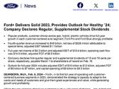 Ford+ Delivers Solid 2023, Provides Outlook for Healthy ’24; Company Declares Regular, Supplemental Stock Dividends