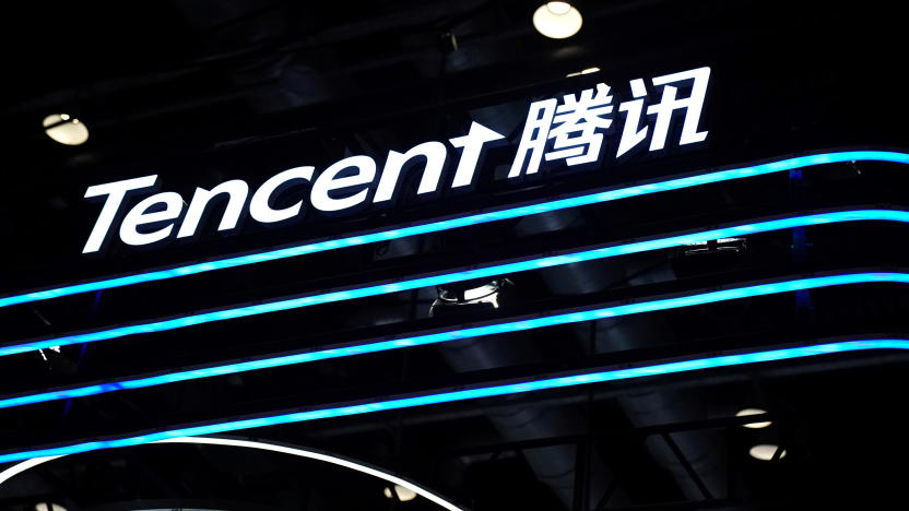 A logo of Tencent is seen at its booth at the 2020 China International Fair for Trade in Services (CIFTIS) in Beijing, China September 4, 2020. REUTERS/Tingshu Wang