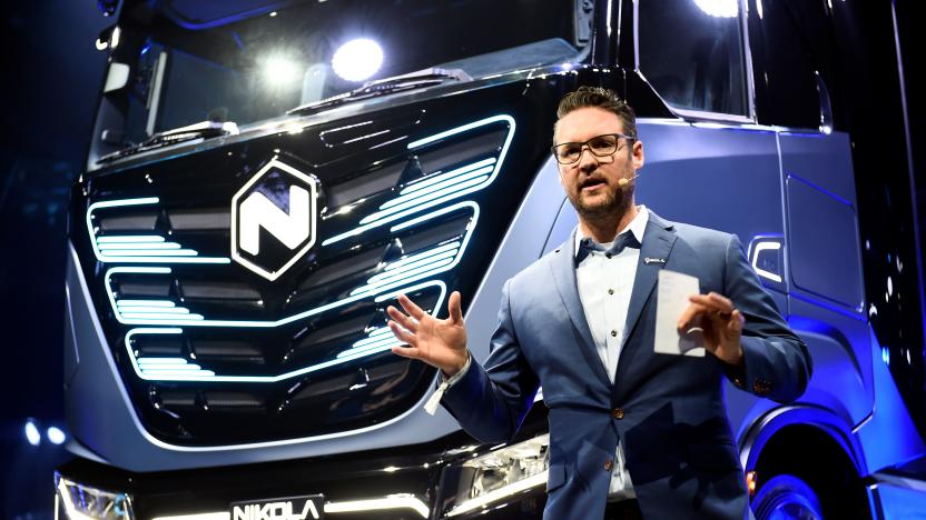 CEO and founder of U.S. Nikola, Trevor Milton speaks during presentation of its new full-electric and hydrogen fuel-cell battery trucks in partnership with CNH Industrial, at an event in Turin, Italy December 2, 2019. REUTERS/Massimo Pinca