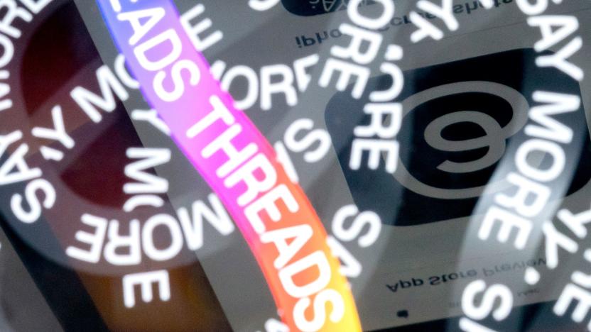 This photo illustration created  in Washington, DC, on July 6, 2023, shows the logo for Threads, an Instagram app, reflected in its opening page. More than 10 million people have signed up to Threads, Meta's rival to Twitter, within the first few hours of its launch, the company's CEO Mark Zuckerberg said July 6. The app went live on Apple and Android app stores in 100 countries at 2300 GMT on July 5, 2023, and will run with no ads for now, but its release in Europe has been delayed over data privacy concerns. (Photo by Stefani Reynolds / AFP) (Photo by STEFANI REYNOLDS/AFP via Getty Images)