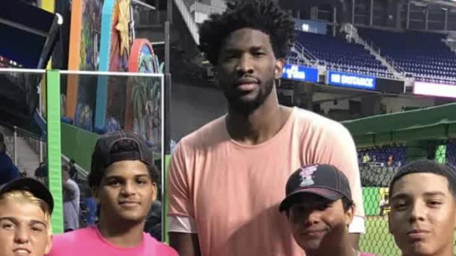 NBA star Joel Embiid was a ball hawk at the Home Run Derby