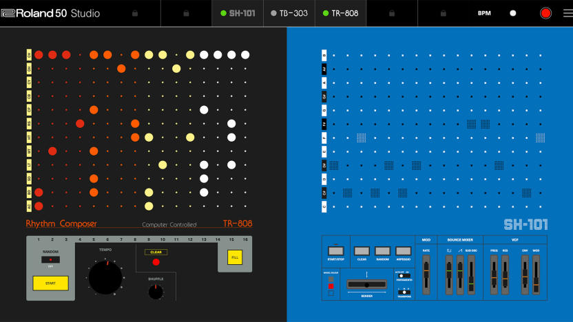 SH-101 synth in Roland Studio 50 app