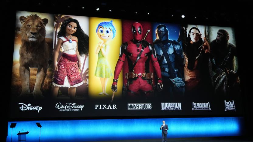 Tony Chambers, executive vice president of theatrical distribution for Walt Disney Studios, addresses the audience during the Walt Disney Studios presentation at CinemaCon 2024, Thursday, April 11, 2024, at Caesars Palace in Las Vegas. (AP Photo/Chris Pizzello)