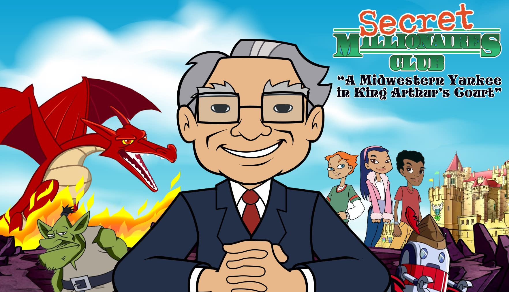 Kartoon Channel Celebrates Warren Buffett S Secret Millionaires Club Weekend With Exclusive Event Of Genius Brands International Movie A Midwestern Yankee In King Arthur S Court Starring An Animated Warren Buffett - roblox club tesla library