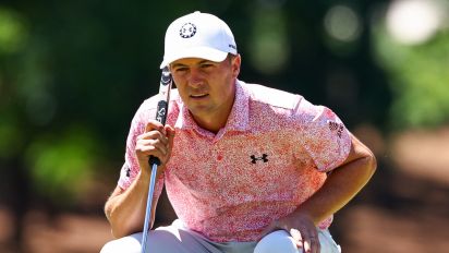 Getty Images - CHARLOTTE, NORTH CAROLINA - MAY 11: Jordan Spieth looks over a putt on the second hole during the third round of the Wells Fargo Championship at Quail Hollow Country Club on May 11, 2024 in Charlotte, North Carolina. (Photo by Jared C. Tilton/Getty Images)