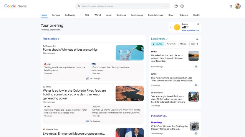 Google News redesign with local stories (2022)