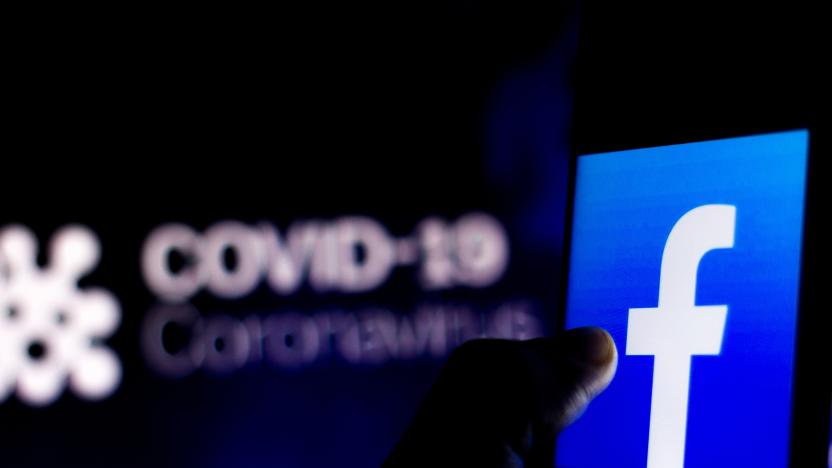 BRAZIL - 2020/04/05: In this photo illustration the Facebook logo seen displayed on a smartphone with a computer model of the COVID-19 coronavirus in the background. (Photo Illustration by Rafael Henrique/SOPA Images/LightRocket via Getty Images)