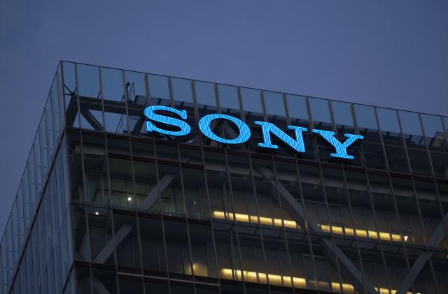 The logo of Japans Sony is displayed on the wall of the companys headquarters building in Tokyo on December 10, 2020, after it announced it had agreed to buy US anime streaming giant Crunchyroll from AT&T for 1.17 billion USD. (Photo by Kazuhiro NOGI / AFP) (Photo by KAZUHIRO NOGI/AFP via Getty Images)