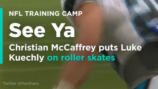 Watch Christian McCaffrey put Luke Kuechly on roller skates during drill