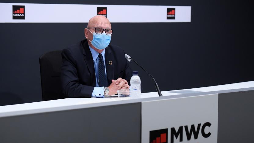 GSMA chief executive officer John Hoffman gives a press conference in Barcelona on September 23, 2020. - The Mobile World Congress has postponed the 2021 edition, initially scheduled for March, for the month of June. (Photo by Josep LAGO / AFP) (Photo by JOSEP LAGO/AFP via Getty Images)