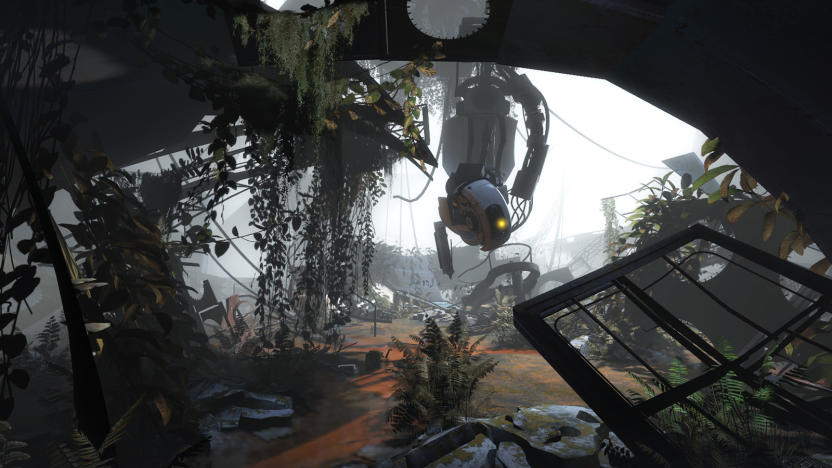 GlaDOS amongst ruins in 'Portal 2'