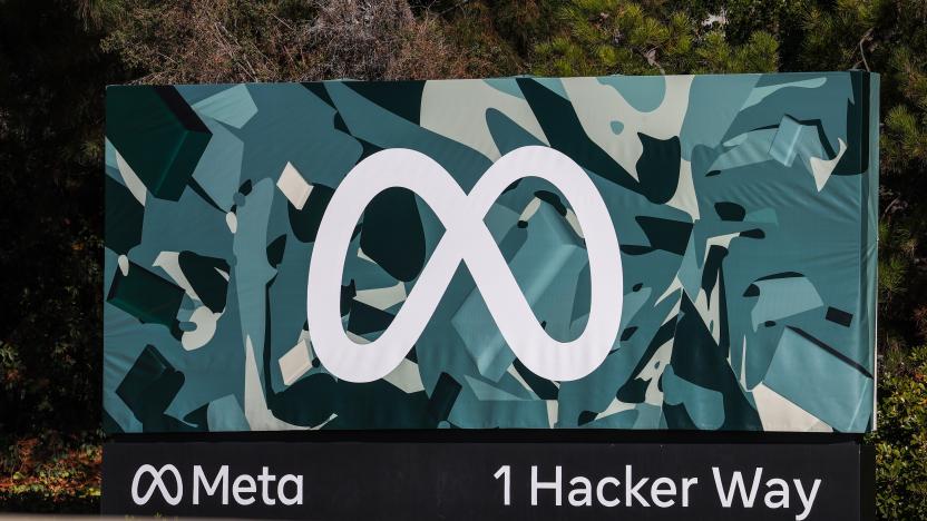 MENLO PARK, CA - NOVEMBER 14: Meta (Facebook) sign is seen at its headquarters in Menlo Park, California, United States on November 14, 2022. Tayfun Coskun / Anadolu Agency