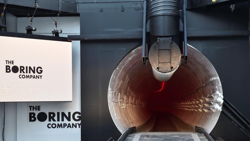 The Boring Company unveils the first test tunnel of a proposed underground transportation network across Los Angeles County during an event in Hawthorne, California, U.S. December 18, 2018.        Robyn Beck/Pool via REUTERS