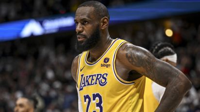 Getty Images - DENVER, CO - APRIL 22: LeBron James (23) of the Los Angeles Lakers takes a deep breath as the Denver Nuggets surge back into the game during the fourth quarter of the Nuggets' 101-99 win at Ball Arena in Denver on Monday, April 22, 2024. (Photo by AAron Ontiveroz/The Denver Post)