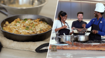 Making French-style mac n' cheese with Olympic track & field stars Kyle and Christina Clemons
