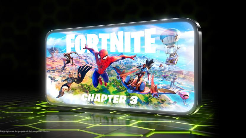 The Fortnite loading screen displayed on a smartphone.