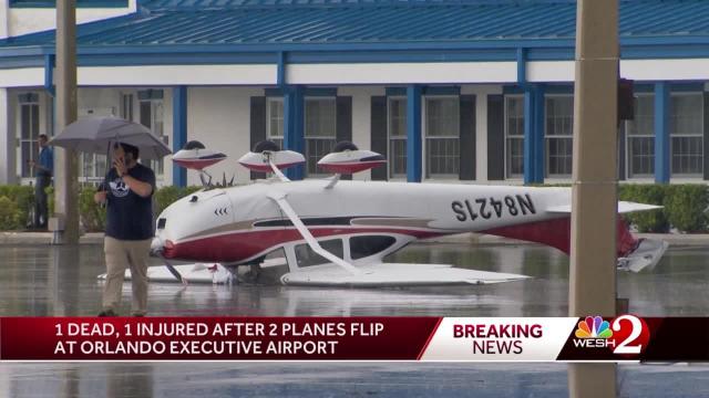 Officials: 1 dead, 1 injured after planes flip over at Orlando Executive Airport