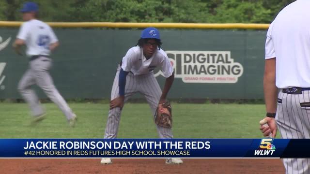 Reds celebrate Jackie Robinson Day at Futures High School Showcase