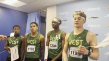 Iowa City West boys react to second-straight win in the distance medley at Drake