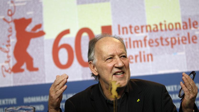 German director and head of the Berlinale jury Werner Herzog addresses a news conference at the Berlinale International Film Festival in Berlin February 11, 2010. The Berlinale film festival celebrates its 60th anniversary and runs from February 11 to 21, 2010. REUTERS/Christian Charisius  (GERMANY - Tags: ENTERTAINMENT IMAGES OF THE DAY)