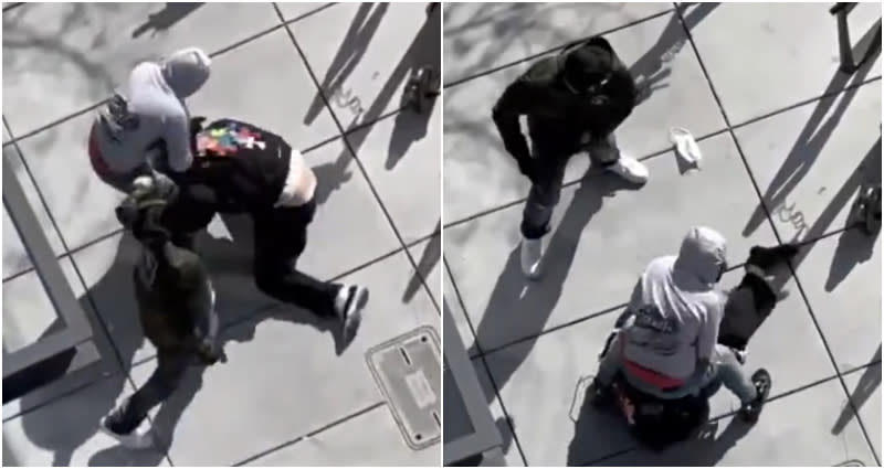 Witnesses film group of men attacking Oakland Asian victim during daylight robbe..