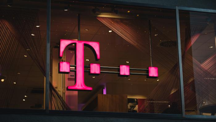 The outside of a T-Mobile store. 