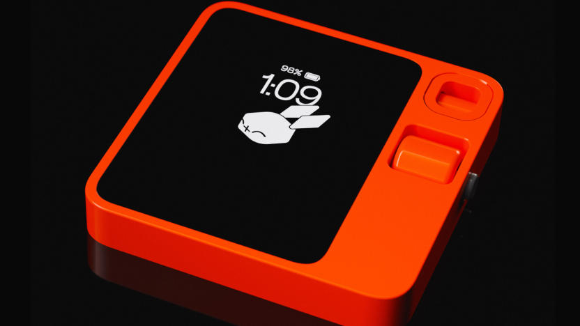 A square orange device against a black background.