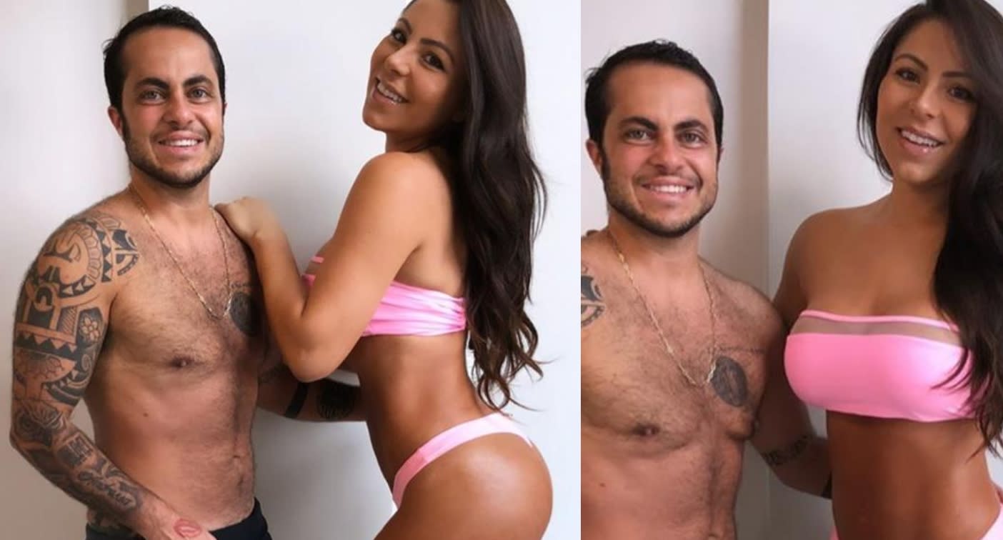 Thammy e Andressa exibem menos 22kg do casal de sunga e biquíni.